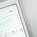 株式分割をイメージさせる株価チャートと数字のイメージ